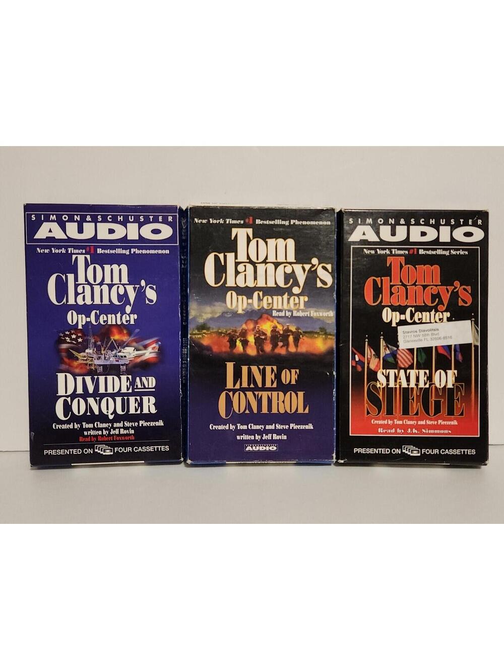 Tom Clancy's Op-Center Audio Book Cassette Lot Divide & Conquer, Control & Siege